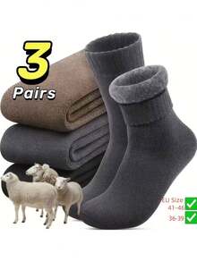 4 Pairs Random Color Thermal Lined Socks, Winter Warm Thermal Socks, Suitable For Cold Weather & Snow Sports, No Card - Multicolor - View 5