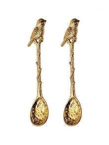 Vintage Creative Coffee Spoon, Ornate Palace Style Golden Restaurant Stirring Spoon, Dessert Jam Spoon, Zinc Alloy Coffee Spoon - Multicolor - View 16