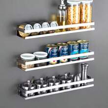 304 Stainless Steel Storage Rack, Spice Rack, Wall-Mounted Organizer Rack, Kitchen Supplies, No Drilling, No Nailing Wall-Mounted - Multicolor - View 1