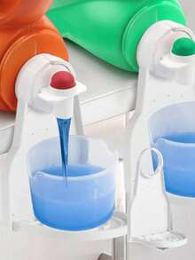 1个洗衣液杯架，柔顺剂滴水盘，告别脏兮兮的滴水，可折叠洗衣液杯架，防溢便携式杯架，返校季必备 - 彩色 - 查看 3