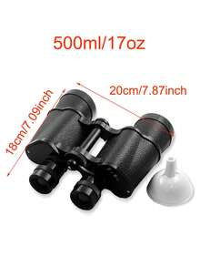 1pc 500ml Binocular Shaped Plastic Water Bottle, Portable Black Double-Wall Tumbler, Creative Outdoor Water Bottle, Gift For Men - Black - View 3