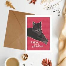 1 pieza Tarjeta divertida y creativa del Día de San Valentín, Tarjetas de San Valentín de gatos para amantes de los gatos - Camel - Ver 2