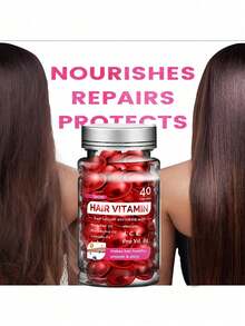 40 cápsulas de suero de tratamiento capilar, cápsulas de suero de vitaminas para el cabello, enriquecido con A C E Pro B5, aceites de macadamia marroquí y aguacate, acondicionador para mujeres y hombres, sin enjuague y para todo tipo de cabello - Rojo - Ver 9