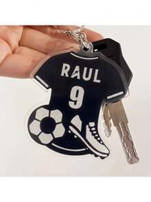 2D Customized Football Jersey Keychain - Personalized Name & Number, Football & Shoe Design - For Football Players, Fans, Coaches Birthday/Anniversary/Graduation Gift - Durable Acrylic Memorabilia - Men's Sports Accessory, Metal Ring Hanging Ornament, 2D Flat - Style 27 - View 7