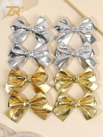 8pcs Gold Silver Bow Hair Clips For Girls Teens,Party Hair Bows.Gift Hair Bow Clips Elegant Fashion Bowknot Barrettes Hair Accessories