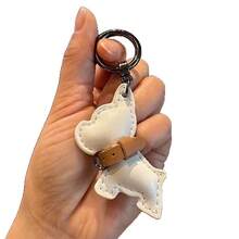 1pc French Bulldog Car Keychain Pendant, Cute Puppy Couple Bag Charm Ring - 白小狗[槍圈] - 查看 5