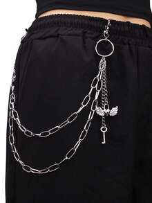 1pc Punk Versatile Skull Metallic Decor Women Street Fashion Double Layer Waist Chain Accessory Summer, School Fall, Autumn, Halloween