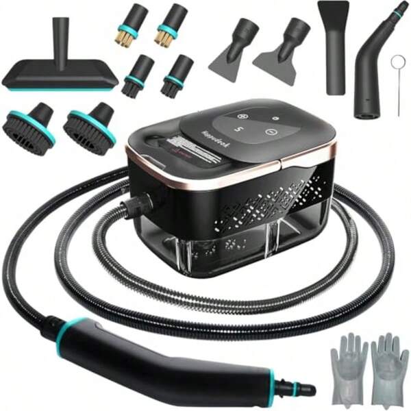 1.2L Steam Cleaner 15s HeatUp 2500W Portable Steam Cleaner Handheld With 15 Pcs Accessories Steamer Cleaning For Floor Bathroom Kitchen Window Car Curtains