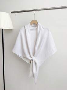 1pc Women's Solid Color Triangular Wool Blend Loose Knit Shawl, Elegant Style, Suitable For Outdoor Travel In Autumn/Winter And Snowy Season