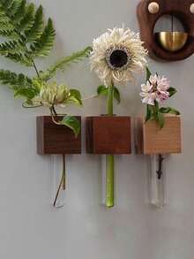 1个优质木质磁性花瓶 - 3D创意试管插片设计，强力磁性冰箱贴，固定牢固（防掉落），迷你尺寸花瓶磁铁，适用于鲜花，可用于冰箱、厨房、卧室、办公室和墙面装饰，现代家居装饰配件，时尚磁性花瓶，打造优雅日常装饰 - 彩色 - 查看 7