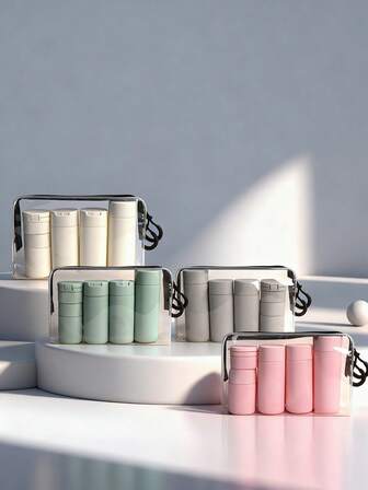 5-Piece Travel Cosmetic Bottle Set With Shampoo, Lotion & Shower Cream Containers - Essential For Outdoor Travel