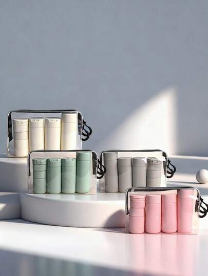 5-Piece Travel Cosmetic Bottle Set With Shampoo, Lotion & Shower Cream Containers - Essential For Outdoor Travel