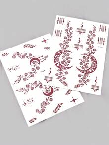 2 miếng dán hình xăm tạm thời hình hoa henna màu nâu, hình xăm nghệ thuật trên cơ thể, thích hợp cho vẽ trên cơ thể, thiết kế Mandala. - màu nâu - Xem 7