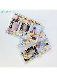 A5/A6 Budget Loose Leaf Binder Cover, 6-Ring Photo Album, Cute Glitter Planner Cover, Notebook Shell, Loose Leaf File Folder Organizer, Replaceable Loose Leaf Binder Cover, PVC Spiral Planner Cover With Glitter Sequins And Snap Button, Loose Leaf Notebook - Multicolor - View 9