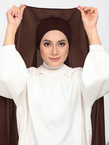 三合一雪纺头巾,带衬里帽/一体式速戴头巾 - 无需别针,防滑贴合,几秒即可轻松佩戴。适合日常搭配长袍、户外活动、祈祷和朝圣。 - instant hijab - 查看 22