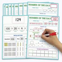 Lachilly 10pcs Reusable Math Flash Cards, Mini Whiteboard, Daily Number Chart, Daily Math Skill Practice, Elementary Teaching Aids, Addition & Subtraction Cards, Place Value Digit Blocks, Number Bones, Decimal Place Value Blocks, Math Axis Practice Sheets, Suitable For Classroom Teaching, Math Games, Teacher Supplies, Math Learning Tools, Math Activities, Math Visual Aids - Multicolor - View 2