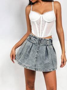 Apperloth A Y2K Style White Bustier Bra, With Underwire, Backless Design, Semi-Sheer Mesh & Lace Floral Embroidery, Adjustable Straps, Tie-Back, Shapewear, Suitable For Women's Halloween Costumes, Rave Parties, Etc. - 白色 - 查看 6