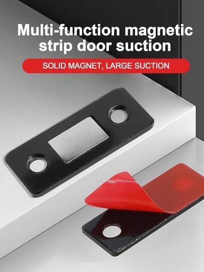 Cerraduras magnéticas planas negras para gabinetes: Cierres de puerta adhesivos de alta resistencia para armarios y gabinetes, fáciles de instalar, diseño resistente, acabado mate, uso versátil, conexión magnética, dos métodos de instalación