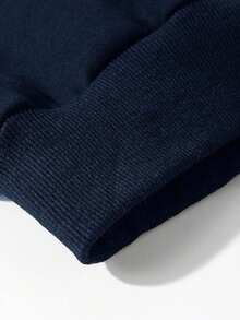 Men's Casual Thermal Lined Warm Crew Neck Sweatshirt, Autumn/Winter - Blue - View 4