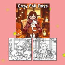 【全新温馨秋日涂色书】1本原创涂色书，22页单面印刷，线条清晰，图案精美，是放松身心的理想之选 | 新年、情人节、圣诞节、生日、学校假期等节日送礼佳品，适合成人、青少年和儿童 - 彩色 - 查看 4