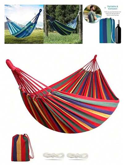 户外露营加宽加厚吊床，防倾倒帆布双人吊床，适用于户外露营、野餐、午睡、卧室、宿舍，成人吊椅，防撕裂，柔软舒适，结实耐用，承重力强。