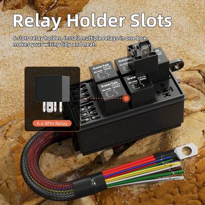 12V 6 Way Relay Fuse Box, Pre-Wired 12 AWG, ATC/ATO Fuse Block, Universal Circuit Modification, For Automotive Car Marine Boat, Electrical Component