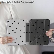 1 件装极简黑色爱心图案平板电脑保护套 - 优雅爱好者和浪漫风格追求者的理想之选，带笔槽的翻盖式平板电脑保护套，兼容 iPad 10.9/10.2/Air 第五代/Pro 11/第十代/9.7/Air 2/iPad（第七代）/iPad（第八代）/iPad Air 4/5/iPad Pro 11/iPad 第十代 10.9 英寸（2022 年款）智能保护套/iPad Air 13（M3 2025 年款）/iPad Air 11（M3 2025 年款）/iPad Air 11（M3 2025 年款）/iPad 11（A16 2025 年款），具备自动睡眠/唤醒功能 - 彩色 - 查看 2