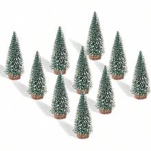 Mini Artificial Christmas Tree, Pack Of 4, Mini Christmas Tree Artificial With Snow Effect, Small Mini Christmas Tree, 10/15/20/25 Cm (Green) - Green - View 12