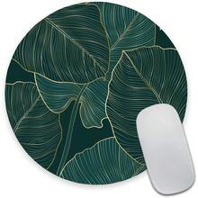 Pad, Round Computer  Mat With Design, Non-Slip Rubber Base Small Pad, Waterproof Office  Pads, Green Tropical Leaves,33Leaves - 33片葉子 - 查看 1