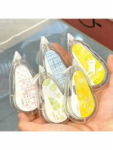 5 Packs Correction Tape Set, PET Material, Smooth And Simple Silent Correction Tape Application For School, Home, And Office Use - Pink, Blue, Green, Purple Back To School - Sets - View 9