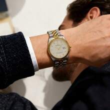 PROKING 40mm Gold Men's Watch, Japanese MIYOTA Quartz Movement, 304 Stainless Steel, Business Luxury Waterproof Calendar Wristwatch, Deluxe Classic, Suitable For Daily Decoration, Great Birthday Gift - White - View 10