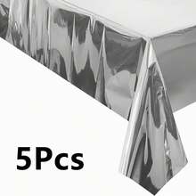 5pcs/Pack Disposable Rectangle PE Solid Color Tablecloths, 137cm X 274cm, Waterproof Grease-Proof Tableware For Birthday Party Decor - 54*108inch - View 37
