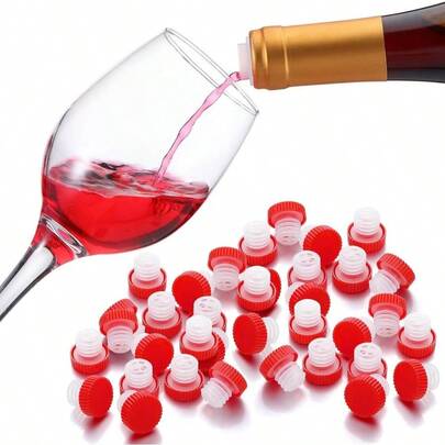 48 Pcs Slow Wine Pourer Spout Corked Bottles Pour And Seal Plastic Wine Pourers With Lid Storing Precise Pouring Red