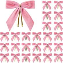10pcs/Set Valentine's Day Bow Decor Hanging Ornaments, Holiday Atmosphere Decorations, Flocked Bowknot Home Hanging Accessories