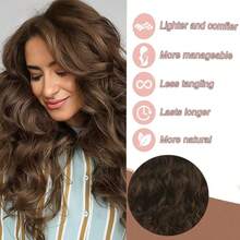Long Brown Curly Wigs For Womens Dark Brown Wig With Bangs Women Long Kinky Curly Wig Naturel Hair Wigs For Daliy Party Use - màu nâu - Xem 6
