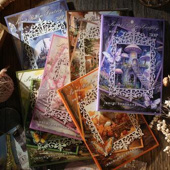  Etori Life 秘密幻想系列 复古星空城市森林建筑图案 经典素材书 DIY 手工剪贴簿、壁纸、艺术品、学生文具装饰、封口贴纸、儿童贴纸、复古派对#颜色