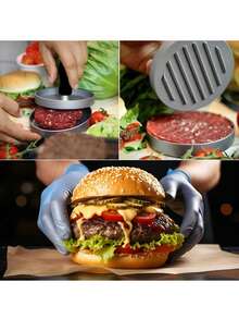 1pc Round Hamburger Patty Maker, Homemade Burger Patty Mold, Sandwich Press Tool, Reusable Non-Stick Silicone Paper