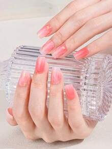 Christmas Semi Cured Gel Nail Strips, Jelly Beige, 16pcs Gel Nail Wraps, Stickers, UV Light Required, Salon Quality, Long Lasting - Red - View 4