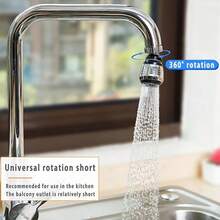 2pcs 360 Rotatable Faucet Extender Set - Adjustable Modes, High Pressure Extension, Splash-Proof Head For Kitchen And Bathroom - Silver - View 4