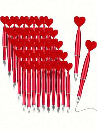 10 bolígrafos con botón giratorio con forma de corazón - Bolígrafos de escritura de amor rojo romántico, perfectos para el Día de San Valentín, regalos de aniversario de boda y talla grande - Ideales para parejas, oficinas, escuelas y decoraciones de fiestas - Suministros de boda perfectos, papelería linda, diseño elegante, material duradero, papelería temática, regalos de pareja, estilo elegante