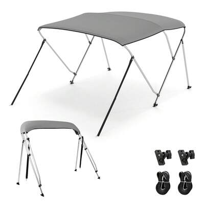 3-Bow Boat Bimini Top Sun Shade Boat Canopy W/ Storage Boot Straps