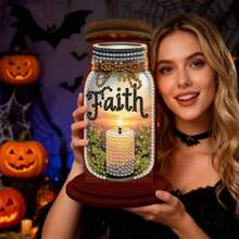 LaoJieYuan 2025 New Style Beautiful Floral Pattern 5D DIY Diamond Painting Candle Holder Ornaments, Desktop Tea Light Candle Holder, DIY Diamond Art Mini Candle Holder, Decorative Accessories, Christmas Gift, Cartoon Animal Design