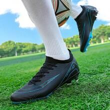 新款足球鞋推荐，适合学校、学生、比赛、训练，长鞋钉，耐用，防滑，抓地力强，男女成人通用 - 黑色 - 查看 5