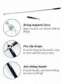 可伸缩磁性拾取工具，伸缩式磁性取物工具，适用于机械、家庭、办公室和工业领域，伸缩磁铁，伸缩式磁性拾取工具，小型金属拉力延长工具 - 彩色 - 查看 4