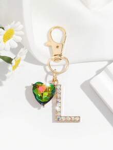 1pc Fashionable European & American Luxury Cute Crystal Rhinestone Studded Oversized English Letter Shape Keychain Bag Charm, Suitable For Women Car Keys, Bags Decoration - Gold - View 22