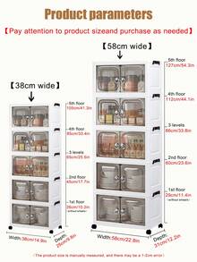 1个（38厘米-58厘米宽）可折叠塑料双门储物柜，可折叠衣柜，家用便携式壁橱，客厅玩具柜，零食柜，厨房储物柜，圣诞节和万圣节礼物，浴室纸巾盒，卧室落地架，可折叠鞋架