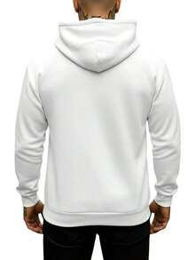 Nueva sudadera con capucha de color sólido impresa - Ajuste holgado, lavable aáquina, patrón geométrico para primavera, otoño e invierno G8SW - Blanco - Ver 3