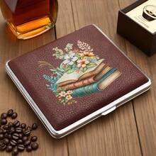 Caja de cigarrillos con textura de cuero negro y marrón, puede contener 20 cigarrillos, cada caja tiene una correa de goma fija con diseño de tapa ultra delgada, portátil, a prueba de humedad y resistente a la presión, de moda y creativa. - Multicolor - Ver 6