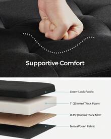 MAZIE Collection - Storage Ottoman Bench, 76 Cm Folding Foot Rest Stool, End Of Bed Bench, Easy Assembly, For Living Room, Bedroom, Entryway, Ink Black - Black - View 2
