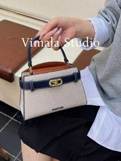 Bolso de mano casual versátil y de moda con contraste de color para mujer